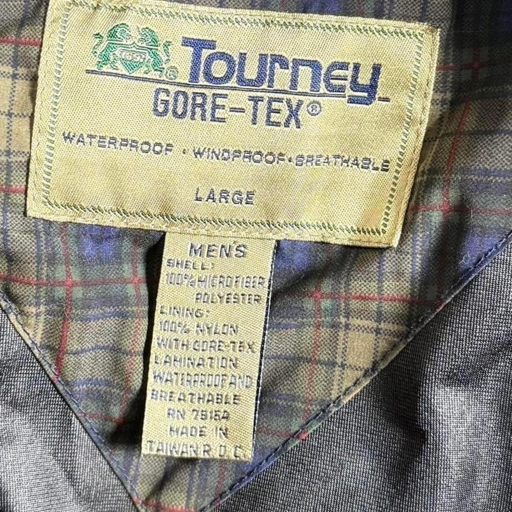 Tourney Gore-Tex Golf‎ Jacket Mens Large Blue Waterproof Windbreaker Plaid Lined - Picture 3 of 8